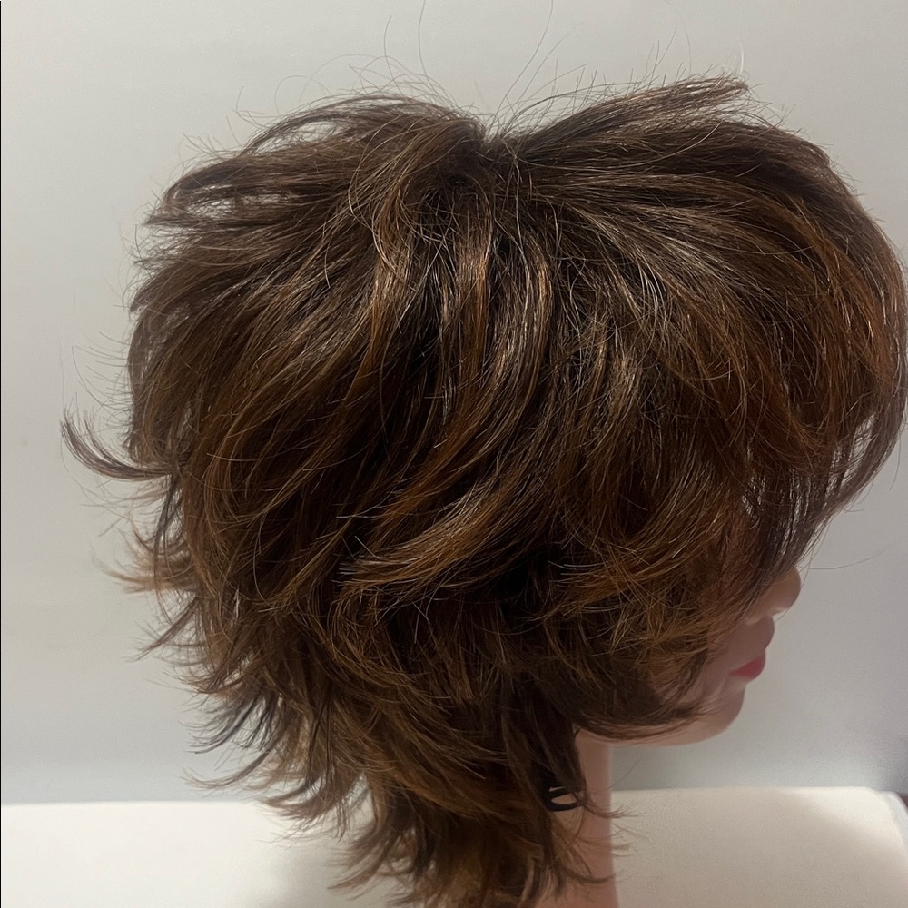 Brown Layered Short Wig with Bangs - Women Hair - Picture 6 of 9